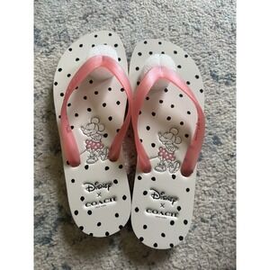 Coach X Disney Minnie Mouse Pink Floral Flip Flops Sandals Women's Size 10B